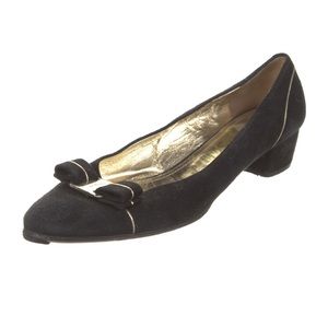Black Salvatore Ferragamo Suede Block Heels with Bow Size Size US 8.5